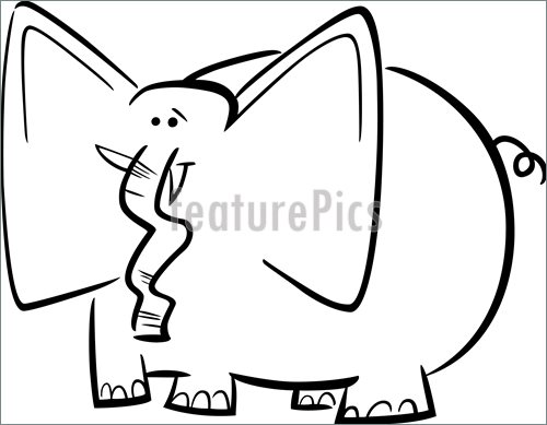 500x389 Elephants Cartoon For Coloring Book Illustration