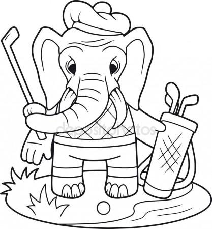 417x450 Funny Elephant Playing Golf Stock Vector Fargon