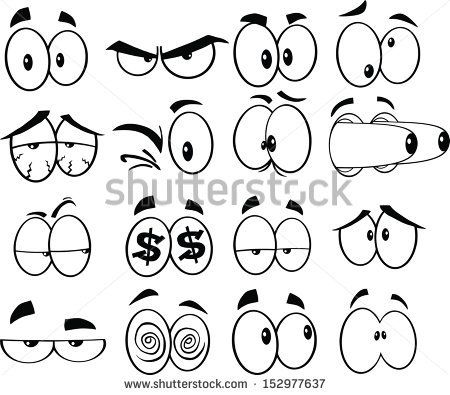 450x395 Black And White Cartoon Funny Eyes. Set Vector Collection