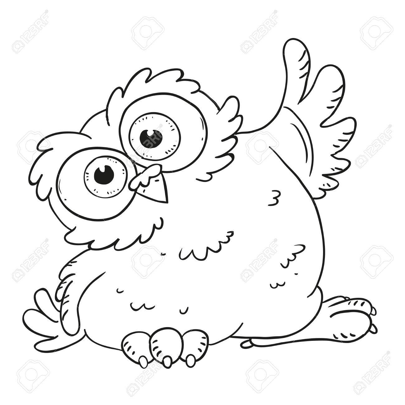 1300x1300 Funny Cartoon Character Owl. Surprised Owl With Big Eyes. Vector