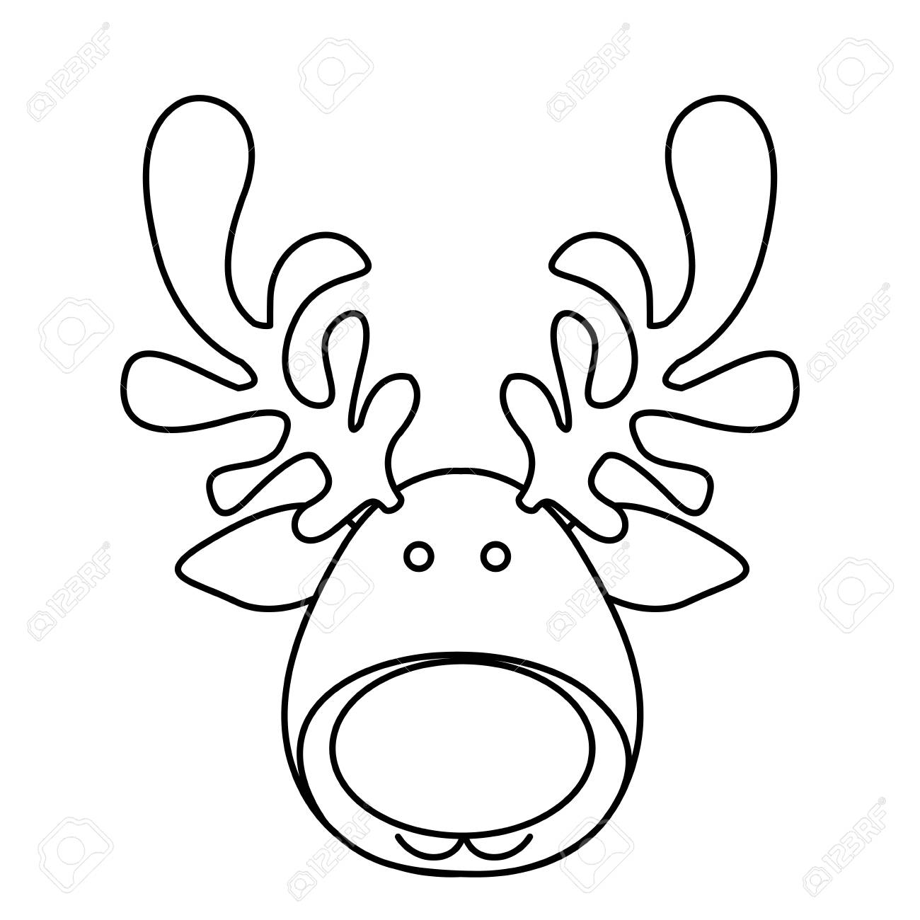 1300x1300 Silhouette Cartoon Funny Face Reindeer Animal Vector Illustration