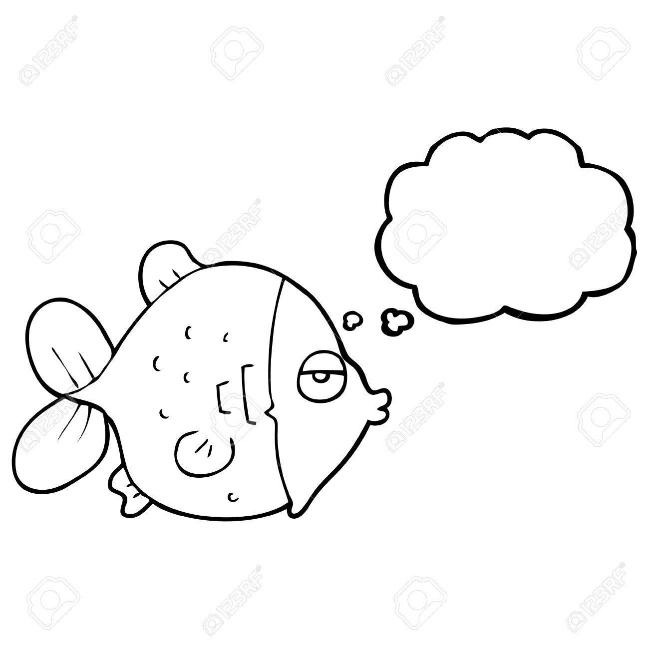 1300x1300 Freehand Drawn Thought Bubble Cartoon Funny Fish Royalty Free
