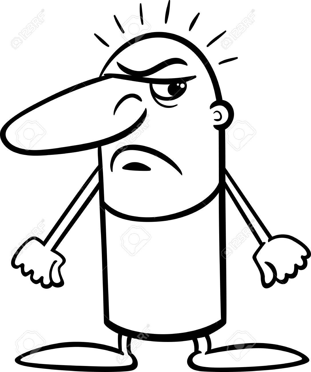 1087x1300 Black And White Cartoon Illustration Of Angry Or Furious Funny