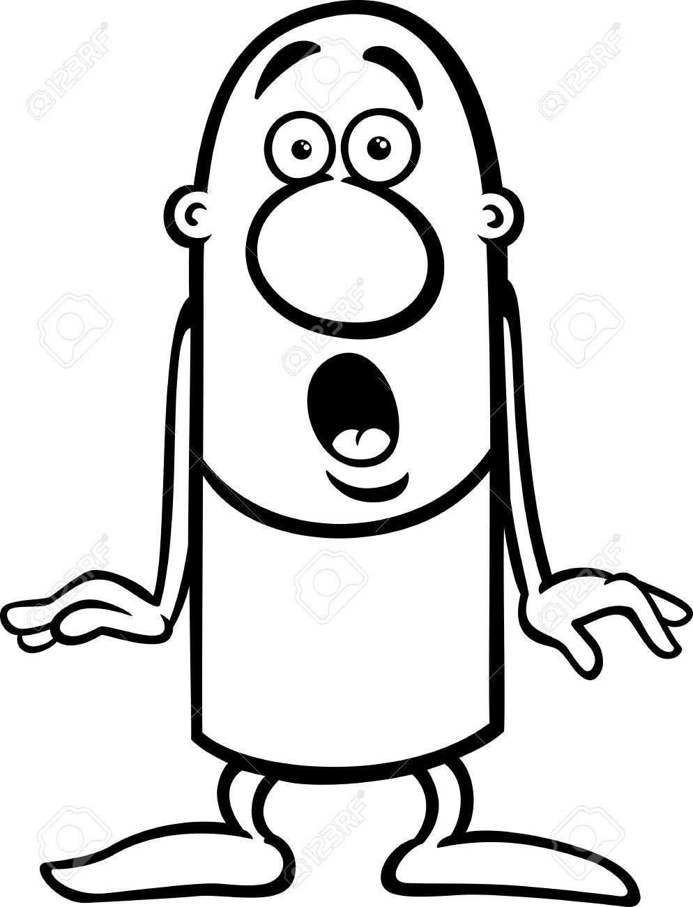 994x1300 Black And White Cartoon Illustration Of Funny Surprised Guy