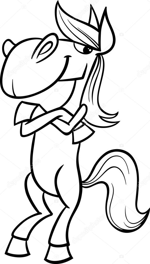 582x1023 Funny Horse Cartoon Coloring Page Stock Vector Izakowski