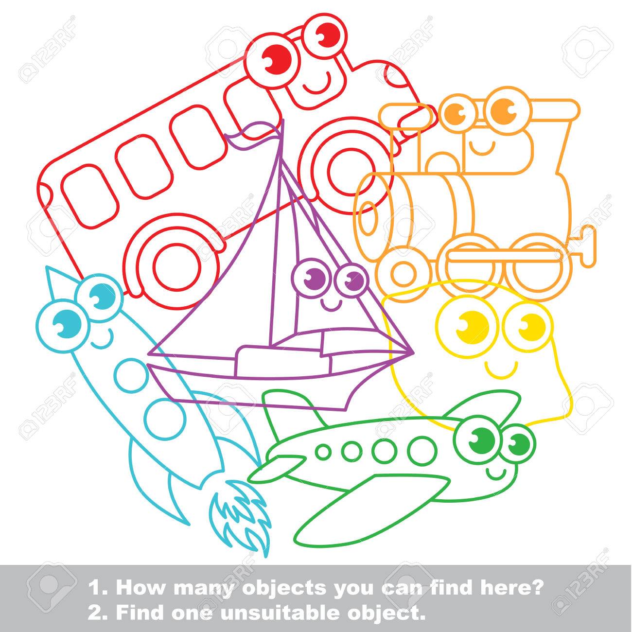 1300x1300 Funny Toy Transport Mishmash Set In Vector Outlined To Be Colored