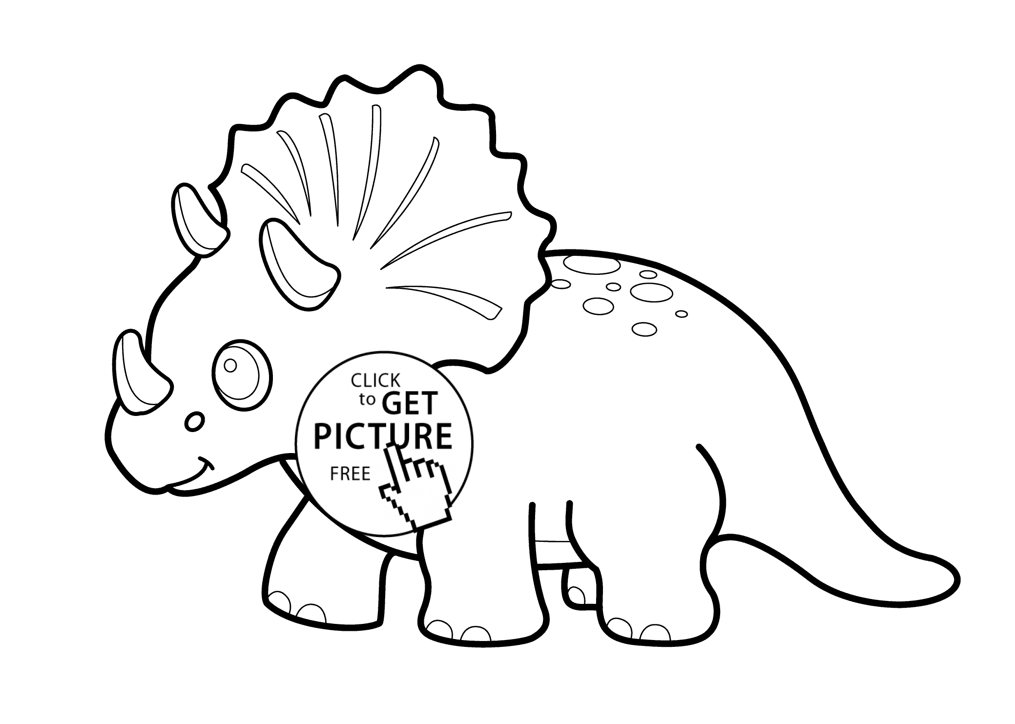 2079x1483 Funny Dinosaur Triceratops Cartoon Coloring Pages For Kids