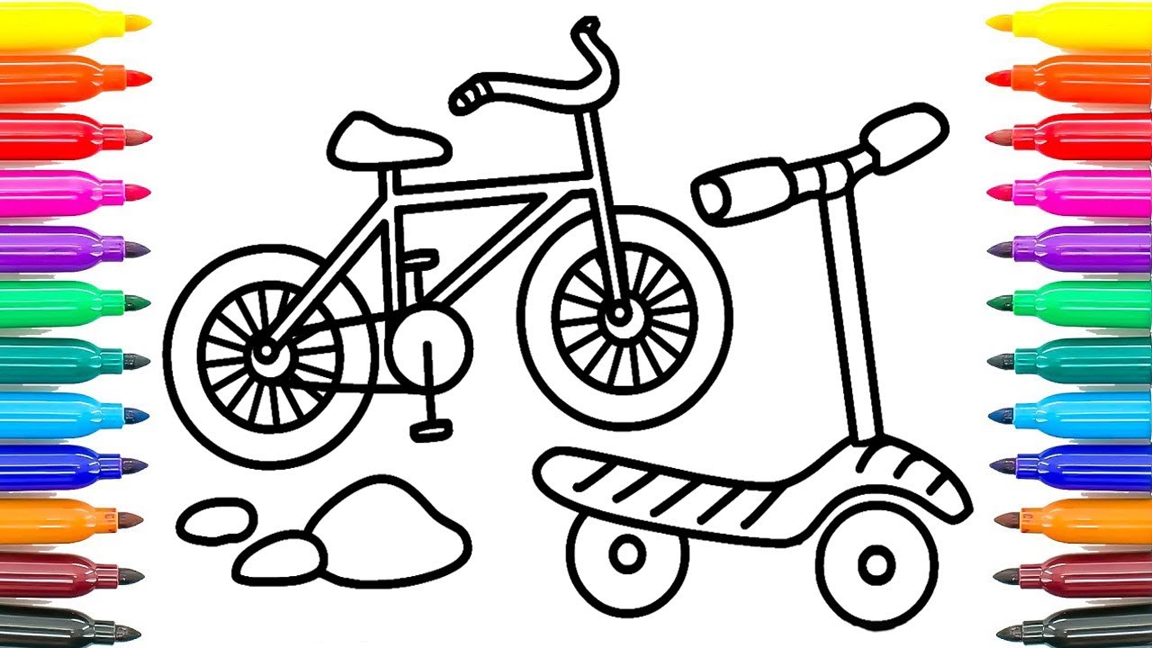 1280x720 How To Draw Bicycle For Kids How To Paint Bicycle Coloring Pages