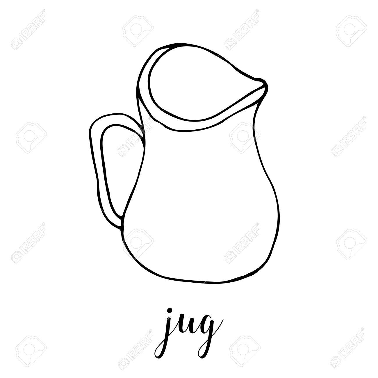 1300x1300 Childrens Drawing A Jug. The Template For The Painting. Hand