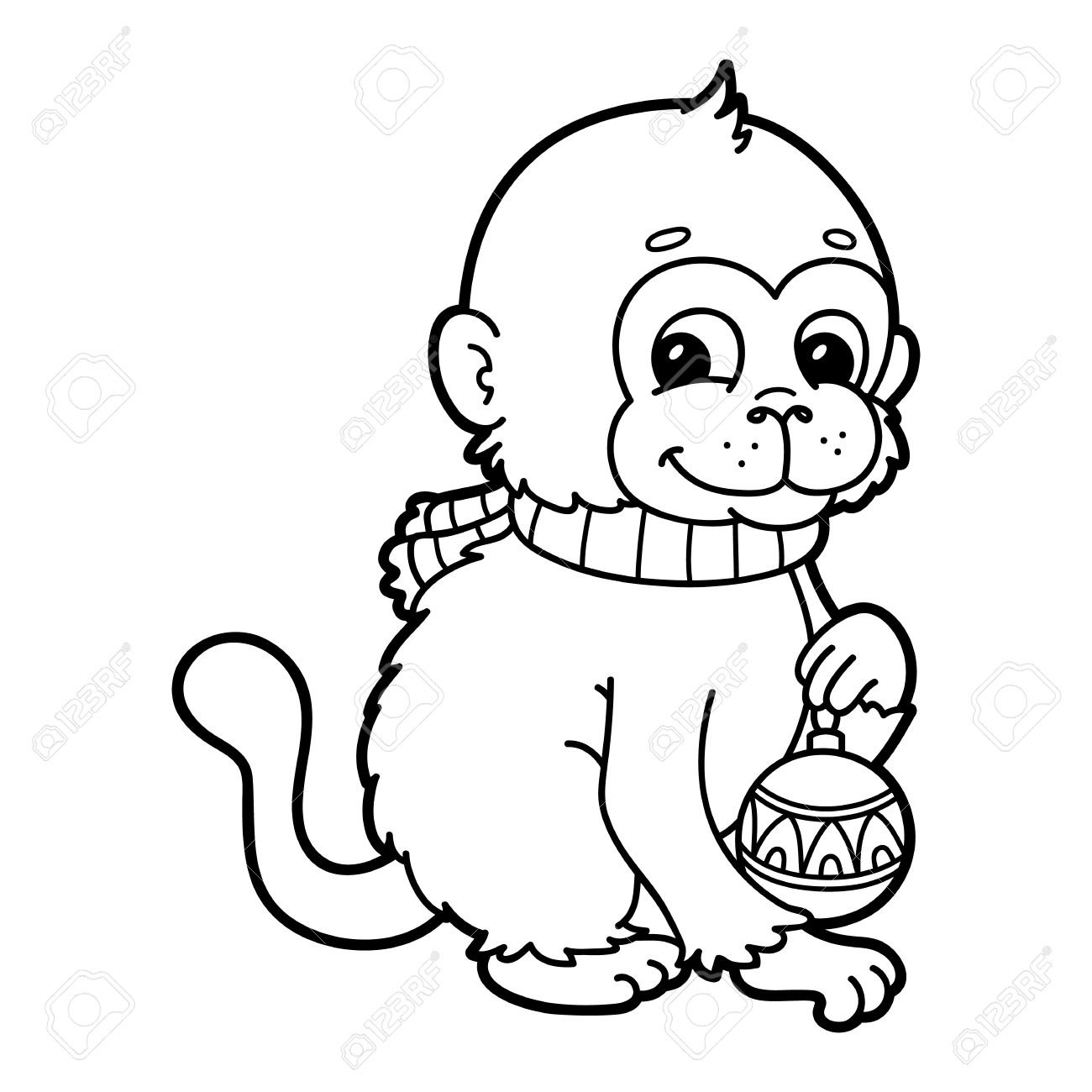 1300x1300 Funny Monkey. Vector Illustration Coloring Page Of Happy Cartoon