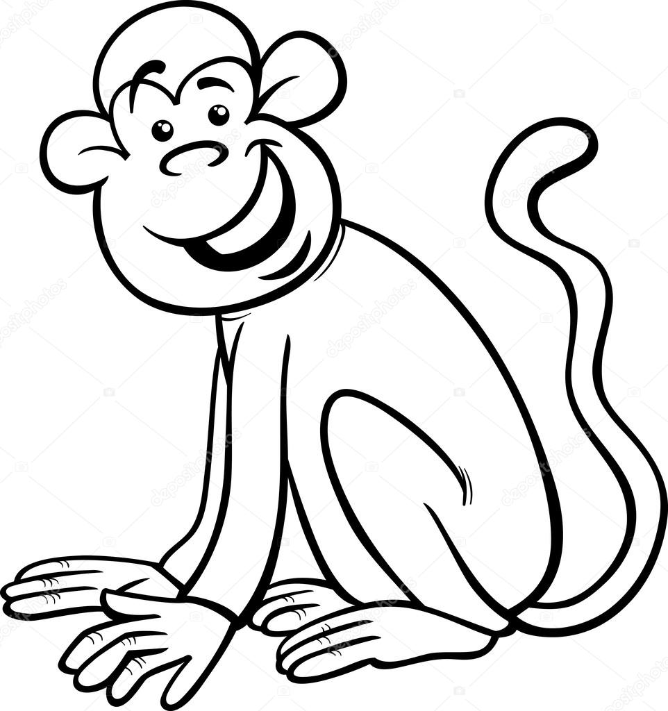 962x1024 Funny Monkey Cartoon Coloring Page Stock Vector Izakowski