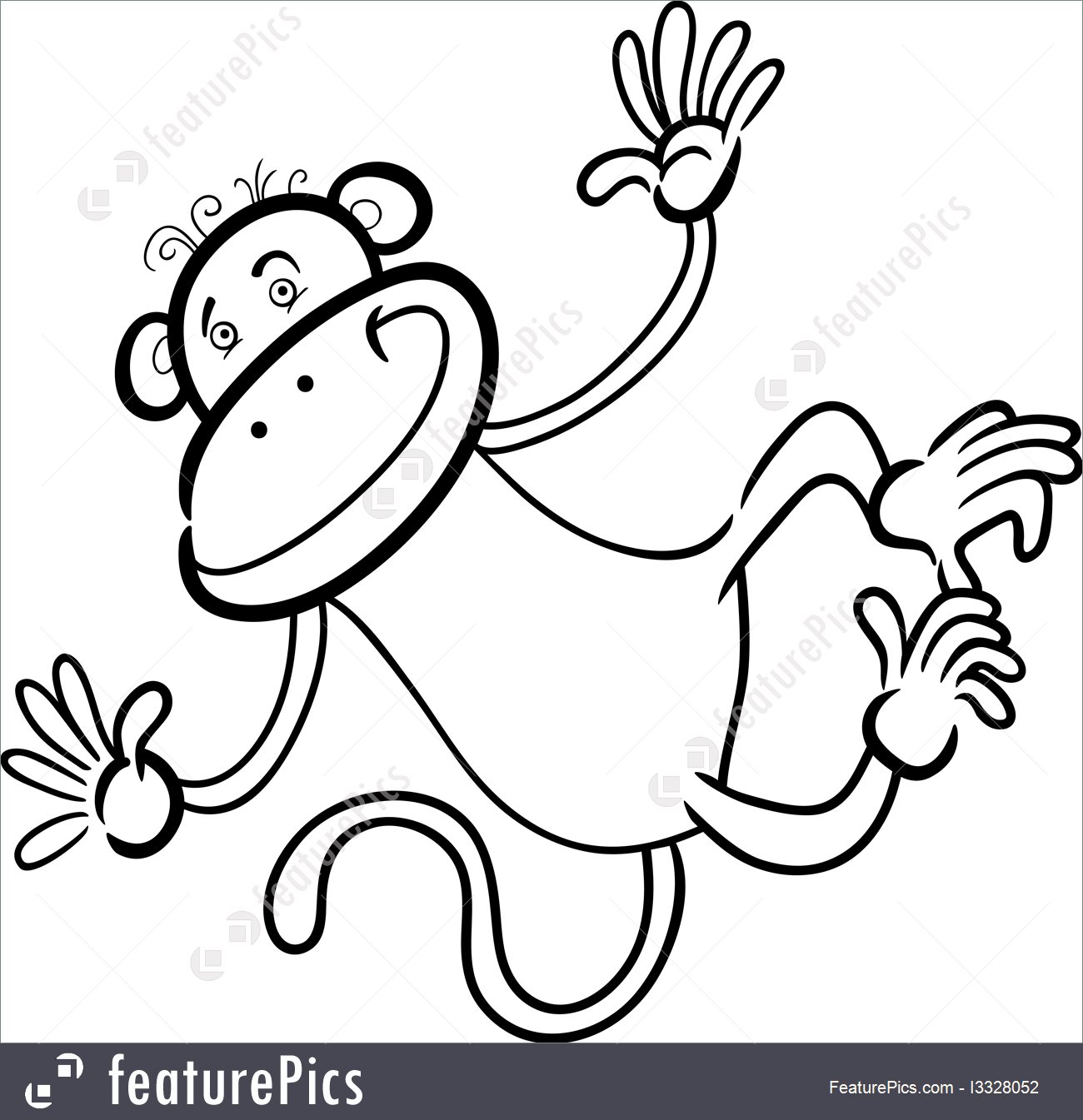 1300x1345 Cartoon Characters Funny Monkey For Coloring Book