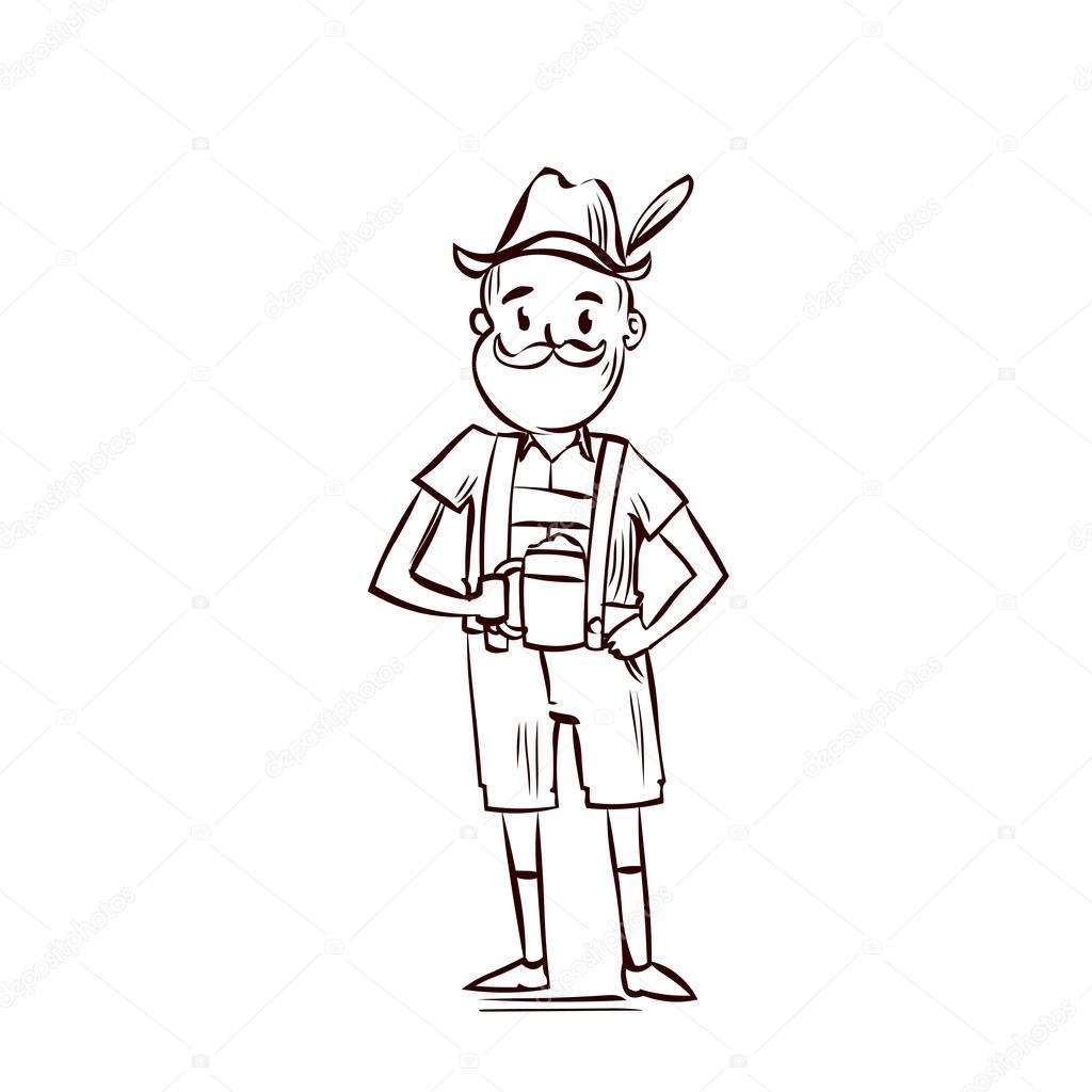 1024x1024 Funny Man In Traditional Bavarian Costume Stock Vector