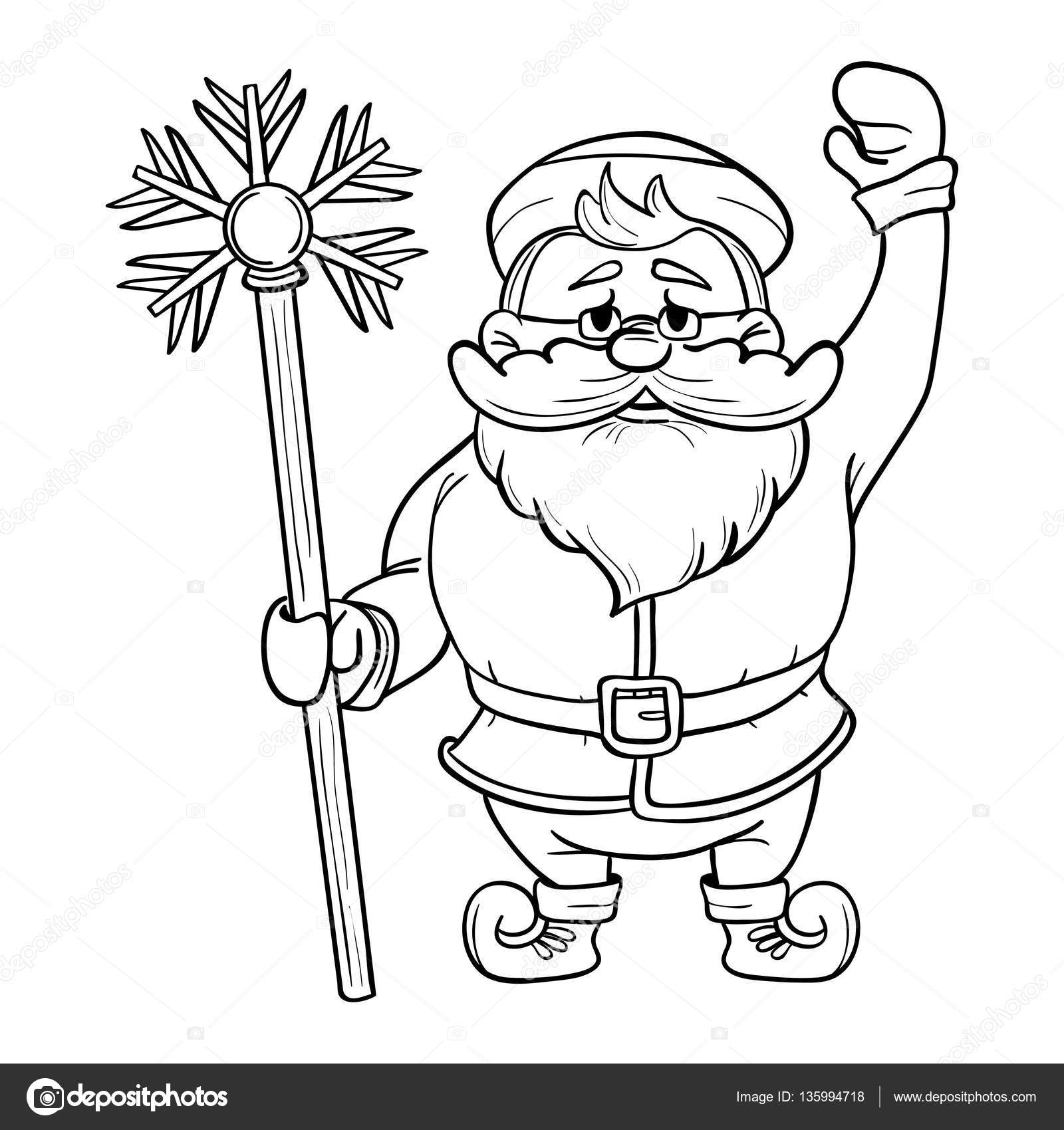 1600x1700 Funny Cartoon Santa Claus With A Magic Stick In His Hand Stock
