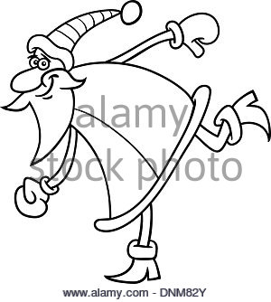 300x334 Cartoon Illustration Of Funny Running Sliding Santa Claus