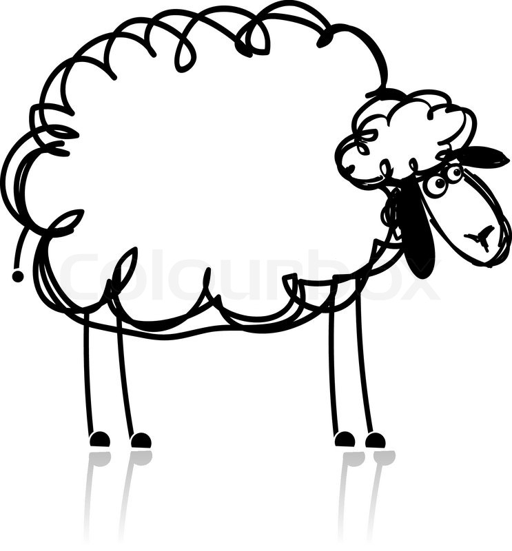 743x800 Funny White Sheep, Sketch For Your Design Stock Vector Colourbox