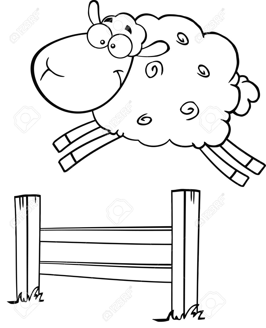 1055x1300 Black And White Funny White Sheep Jumping Over The Fence