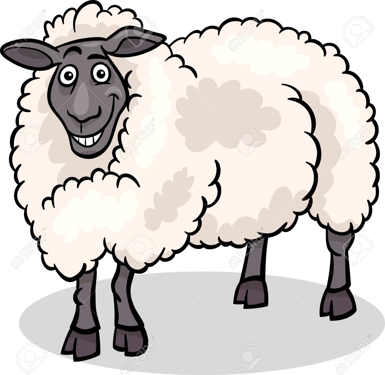 1300x1264 Cartoon Illustration Of Funny Sheep Farm Animal Royalty Free
