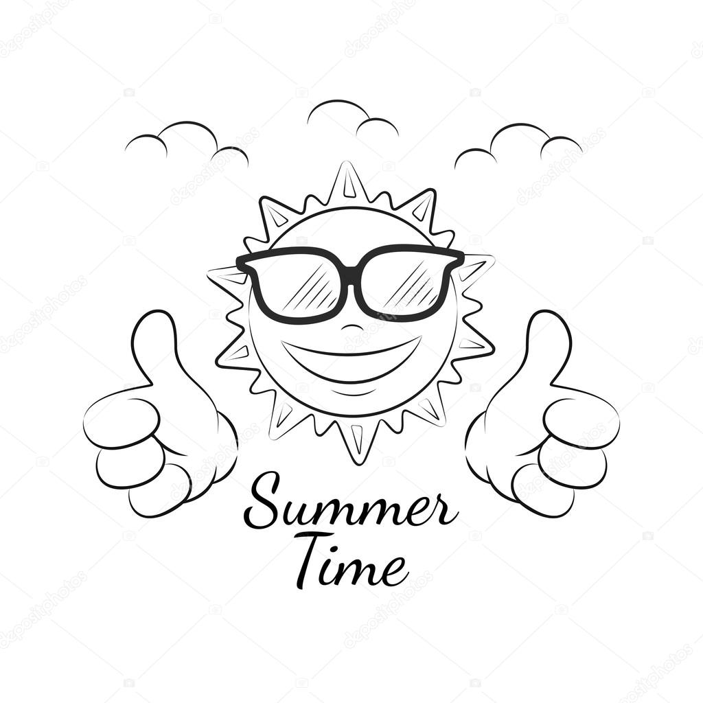 1024x1024 Funny Summer Sun With Thumb Up Stock Vector Teneresa