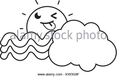 450x295 Funny Sun With Cloud And Rainbow Weather Vector Illustration Stock