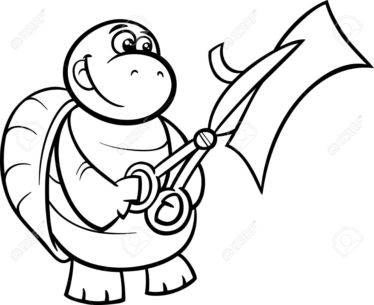 1300x1060 Black And White Cartoon Illustration Of Funny Turtle Animal