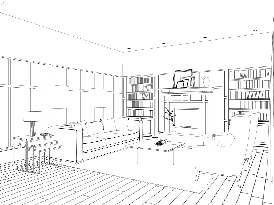 890x667 Living Room Drawing