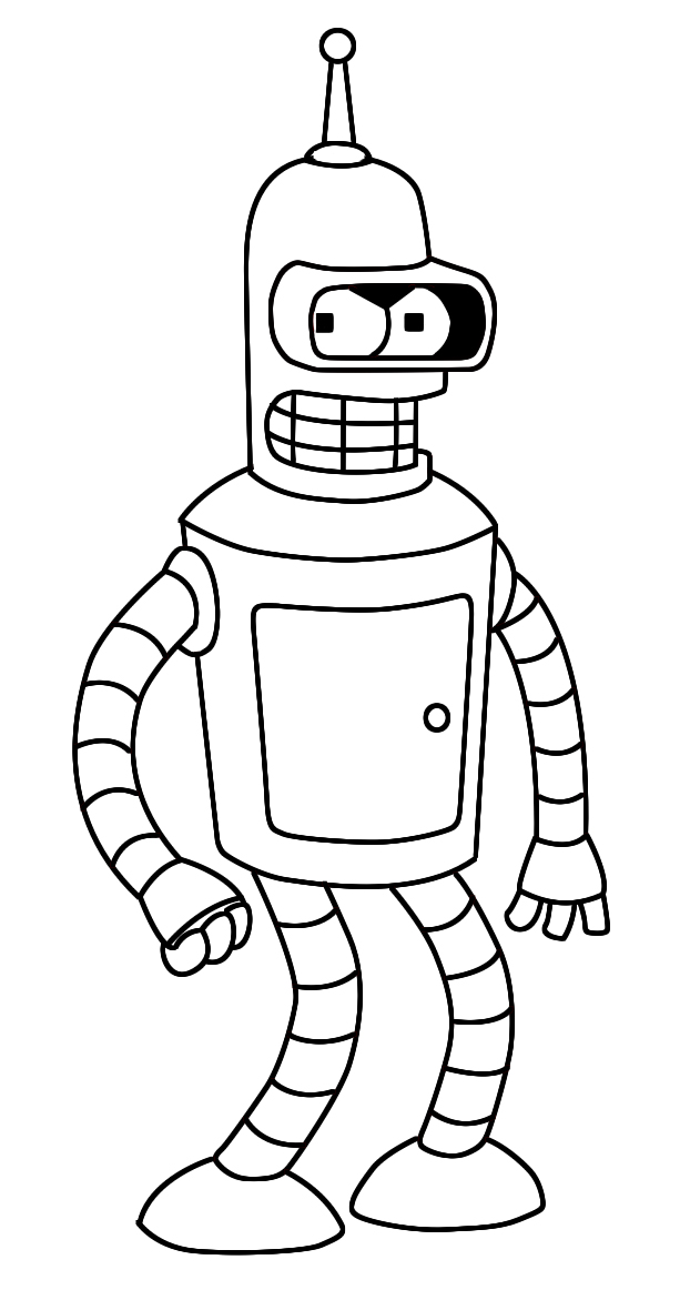 622x1162 How To Draw Bender From Futurama