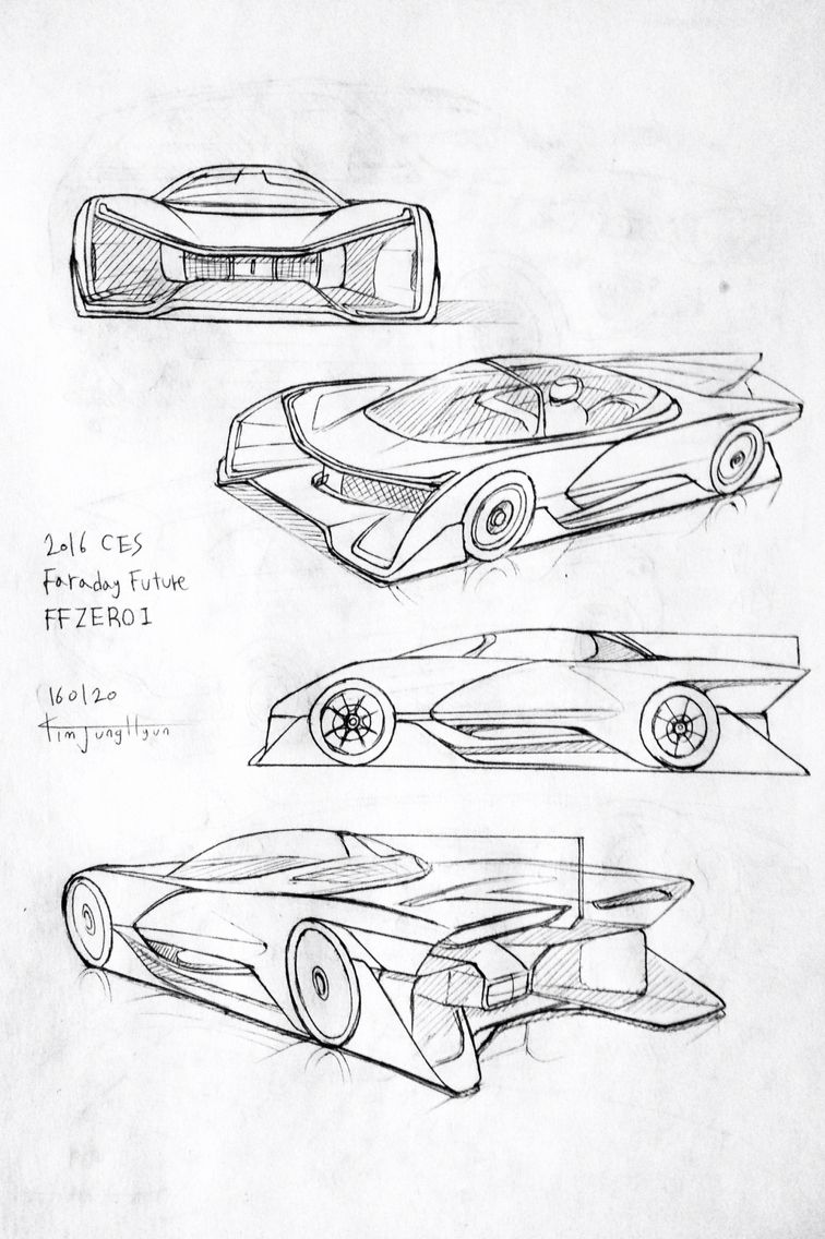 756x1136 Car Drawing 160120. 2016 Faraday Future Ffzero1. Prisma On Paper