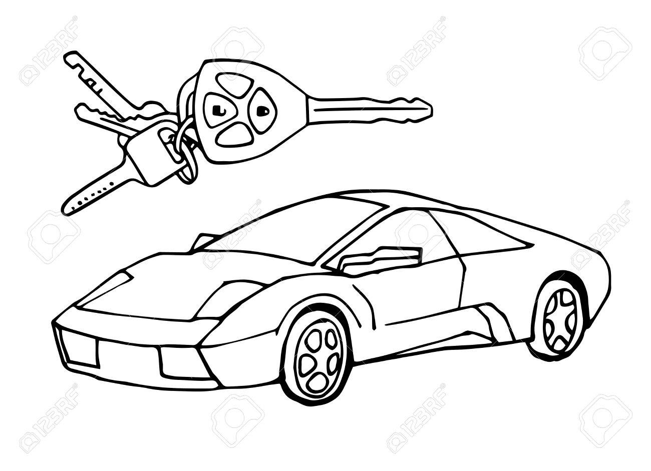 1300x941 Hand Drawn Sketch Italian Car With Car Keys Vector Design Concept