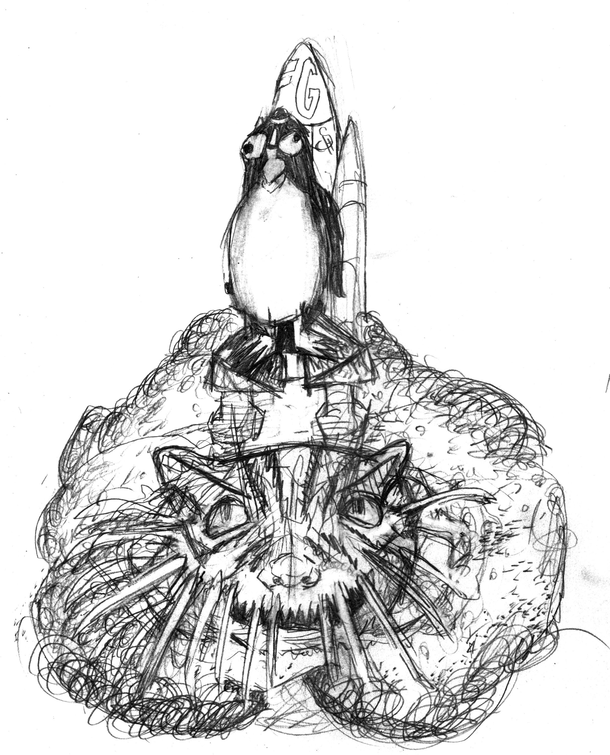 2418x2994 Penguin Spacecraft Propelled By Cat Sands Of Time. A Sketch That