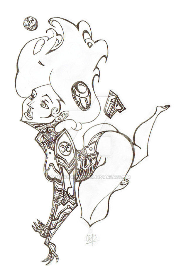 600x908 Floating Girl With Futuristic Armor By Nathanchristopher