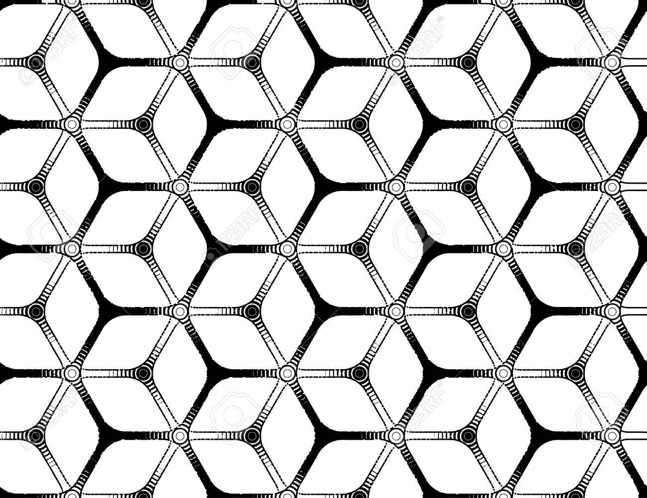 1300x1001 Rough Drawing Styled Futuristic Hexagonal Seamless Grid Royalty