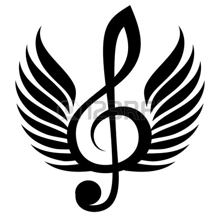 450x450 White Treble Clef With Wings. Royalty Free Cliparts, Vectors,