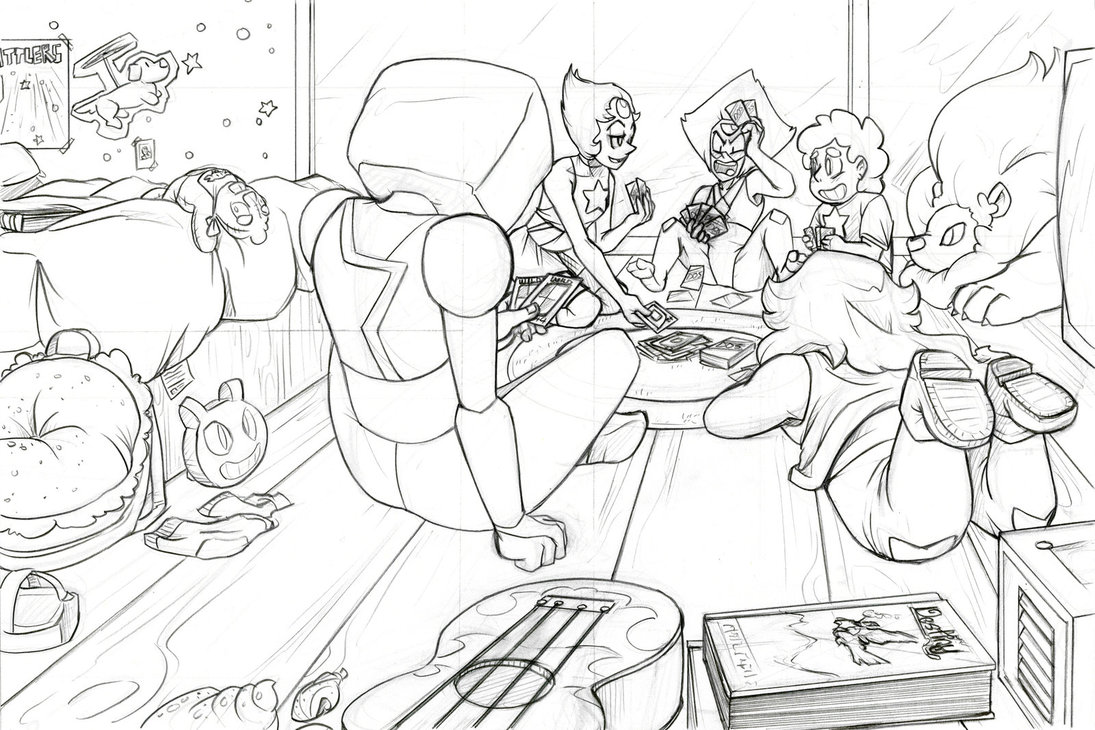 1095x730 Steven Universe Pencil Lineart By Thedracojayproduct