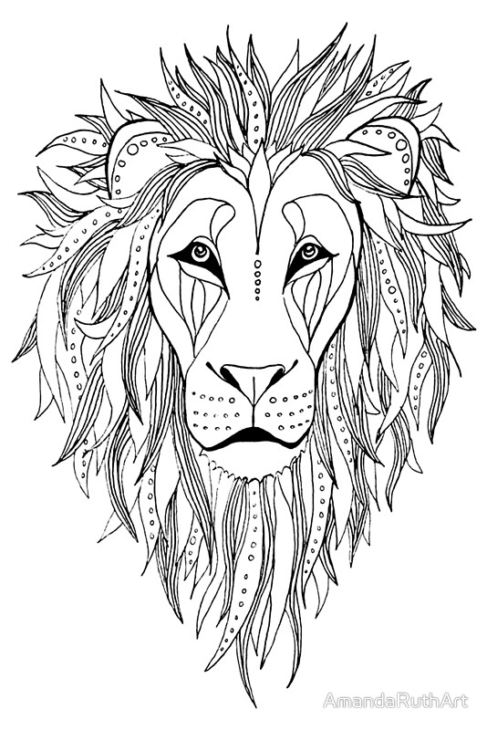 534x800 Patterned Lion Ink Drawing By Amandaruthart Redbubble