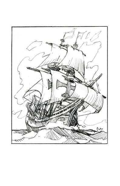 396x612 Galleon Sketch Don Maitz