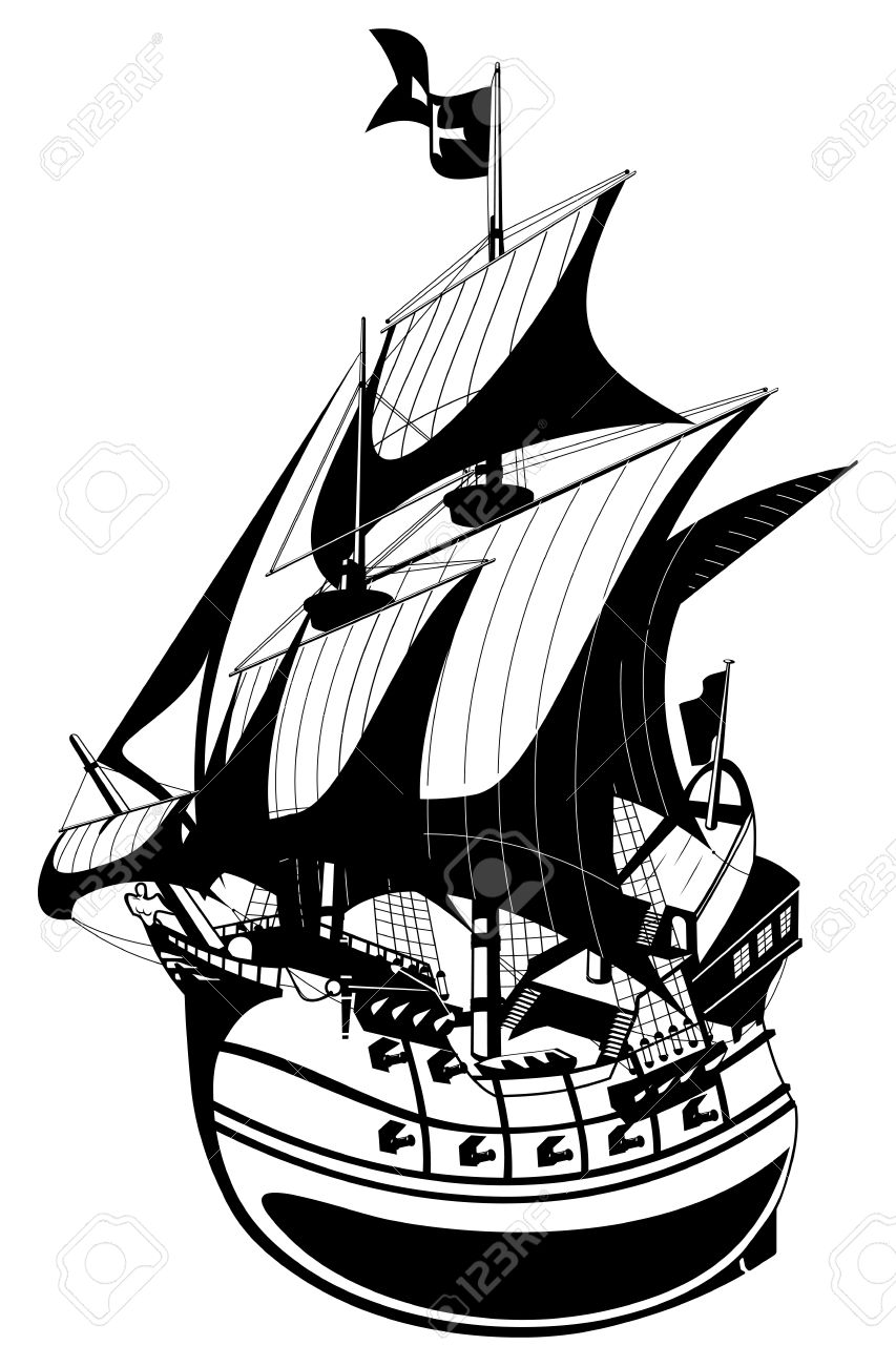 853x1300 Galleon Royalty Free Cliparts, Vectors, And Stock Illustration