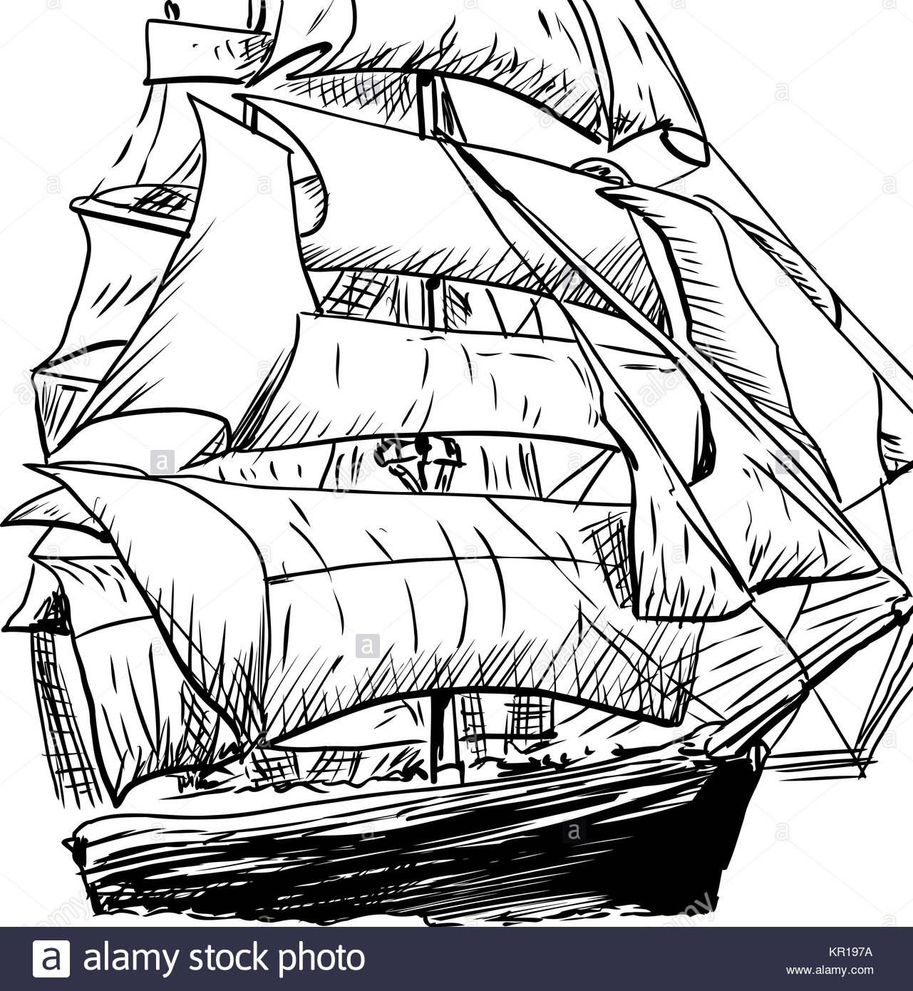 1281x1390 Single Clipper Ship Doodle Stock Photo 169059614