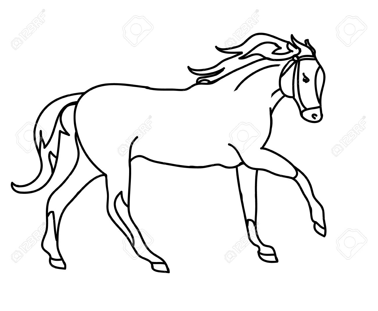 1300x1072 Graphic Silhouette Of A Galloping Horse. The Drawing Of Lines