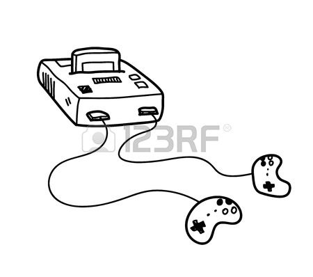 450x398 Classic Video Game Console Doodle, A Hand Drawn Vector Doodle