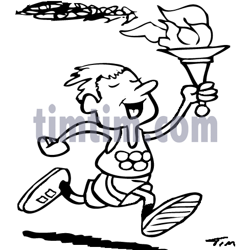491x489 Free Drawing Of Olympic Flame Carrier Bw From The Category Sports