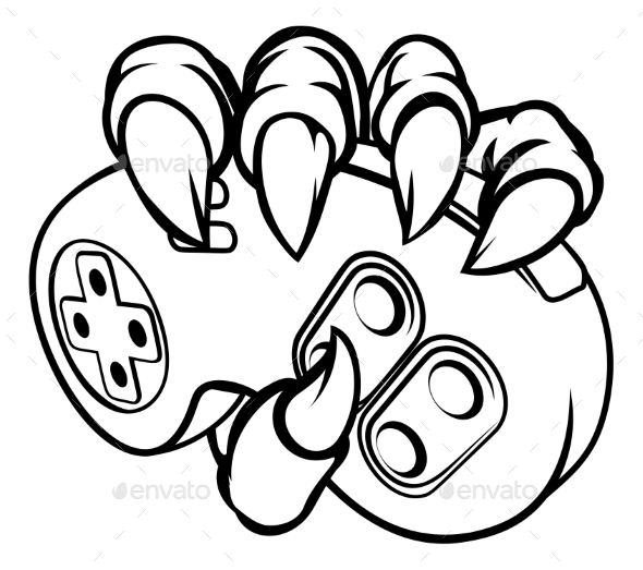 590x523 Monster Or Animal Claws Holding Games Controller By Krisdog