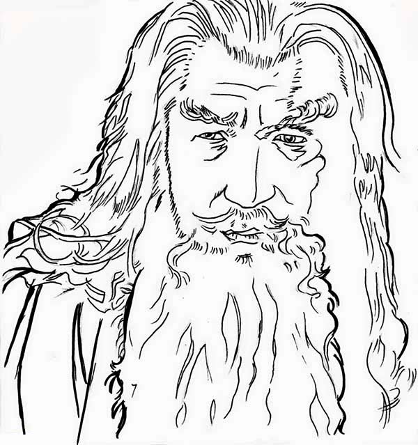 600x639 Sketch Of Gandalf In The Lord Of The Rings Coloring Page