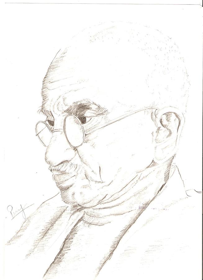 654x900 Mahatma Gandhi Drawing By Priya Paul