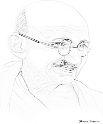333x400 Mahatma Gandhi Sketches Drawing
