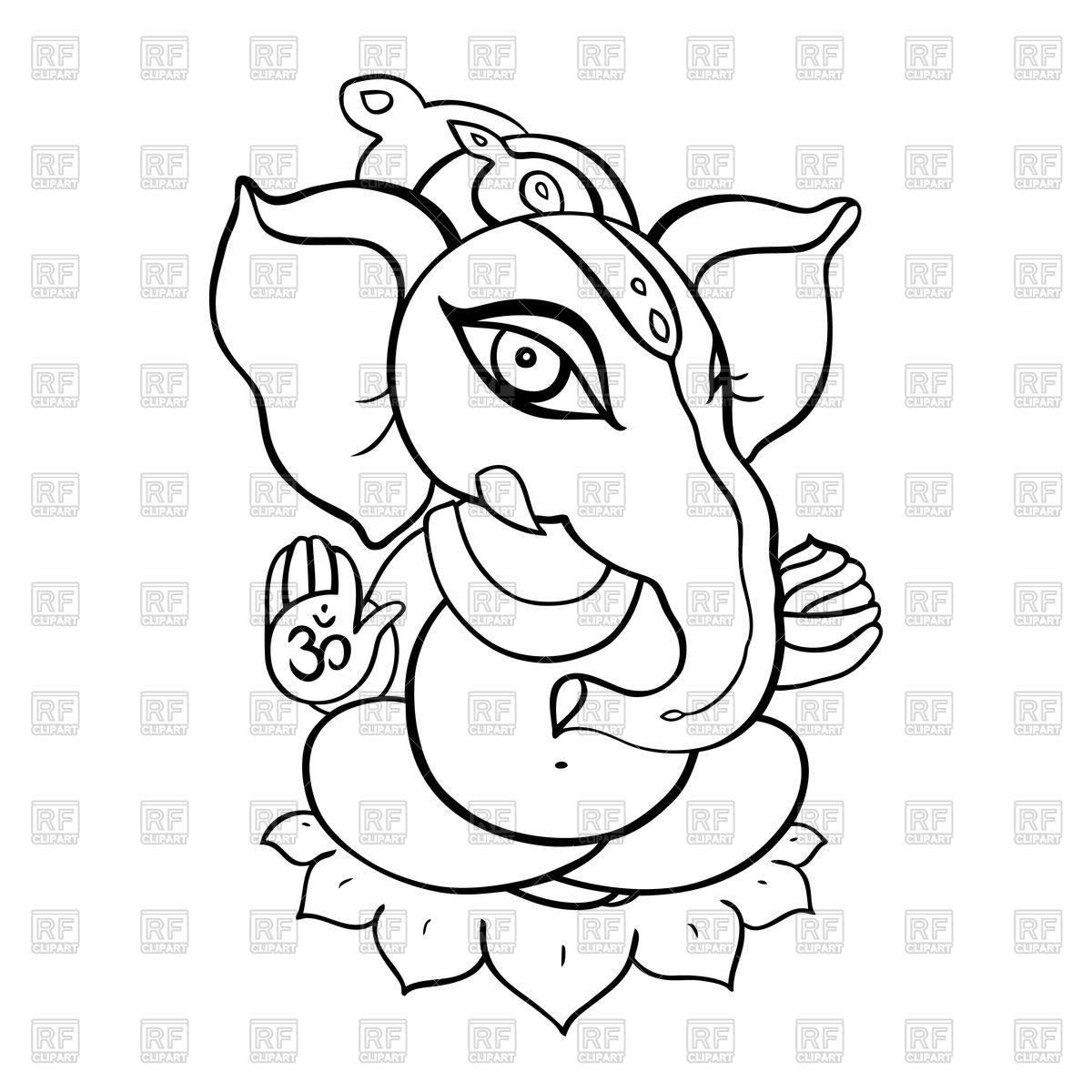 1200x1200 Outlines Of God Ganesha Royalty Free Vector Clip Art Image