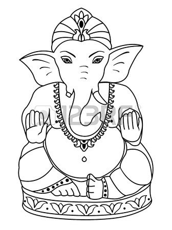 336x450 Vector Lord Ganesha. Outline Sketch Of Ganesha For Coloring Book