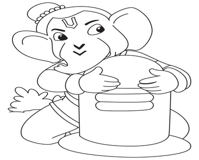 400x322 Simple Ganesha Coloring Lord Playing Tabla Page
