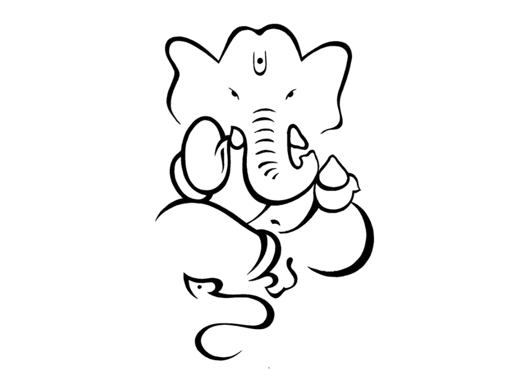 1024x768 Drawing Of Lord Ganesha