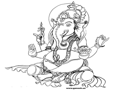 400x322 Ganesha Coloring Examples Pages Hindu Gods Drawings Zen Stones